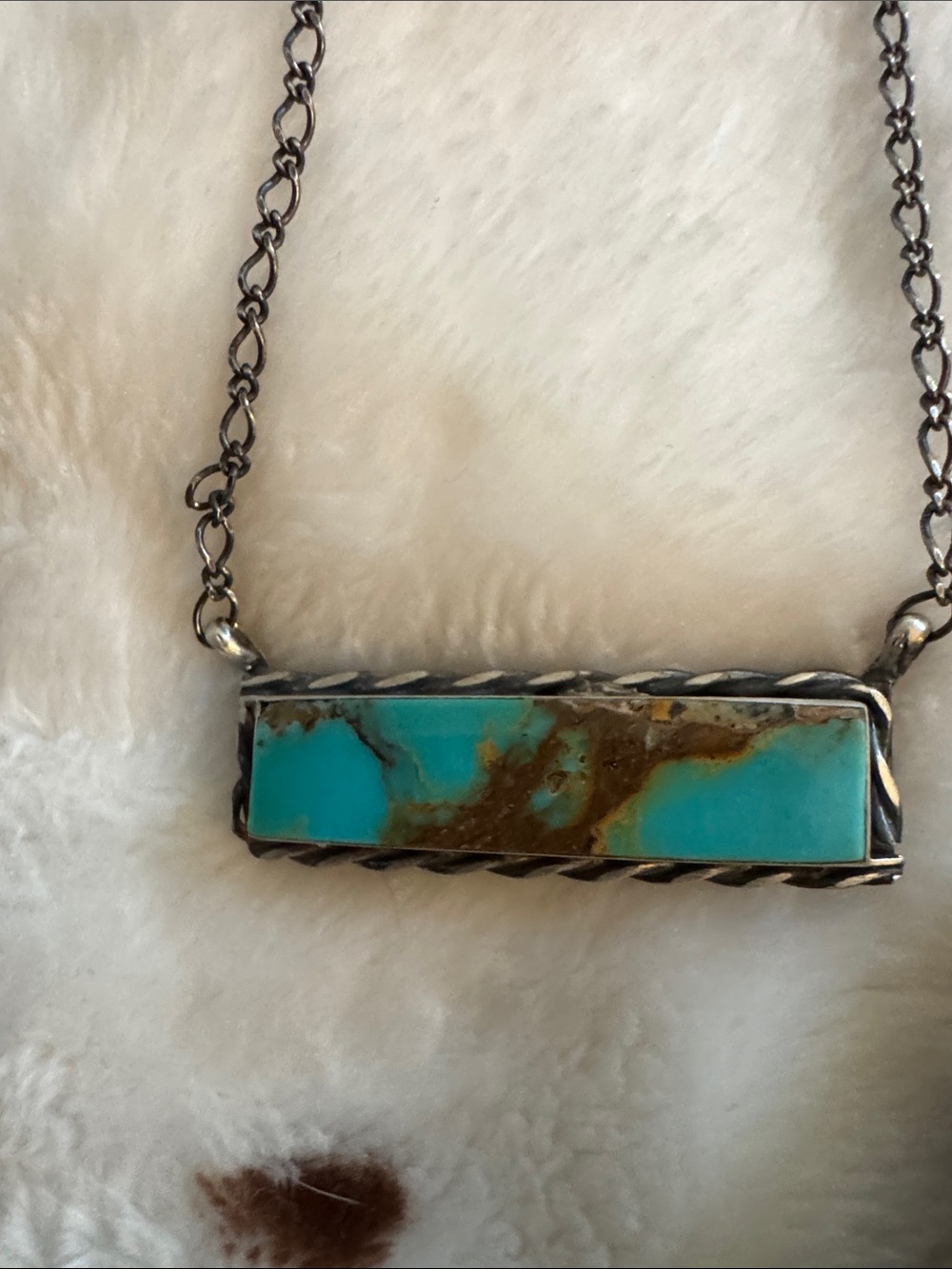 925 Silver mine 8 Turquoise Bar necklace native made Steve Francisco